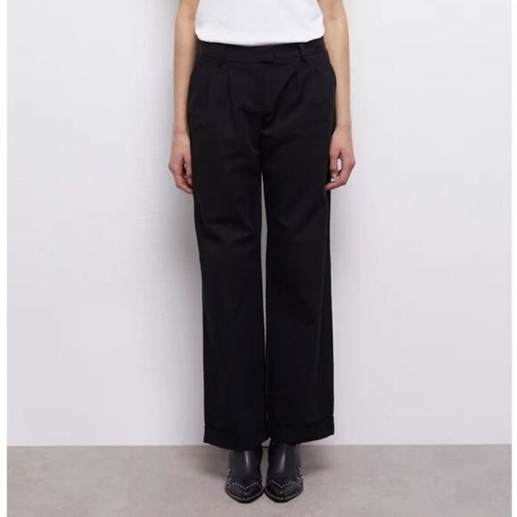 The Kooples Wide Leg Pant 100% Cotton Pleated Front...